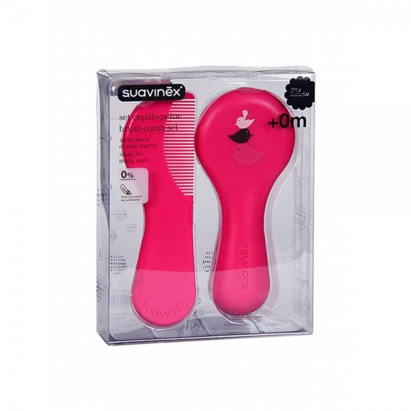 suavinex set cepillo y peine rosa
