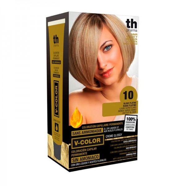 th pharma v color tinte no 10 sin amoniaco rubio platino