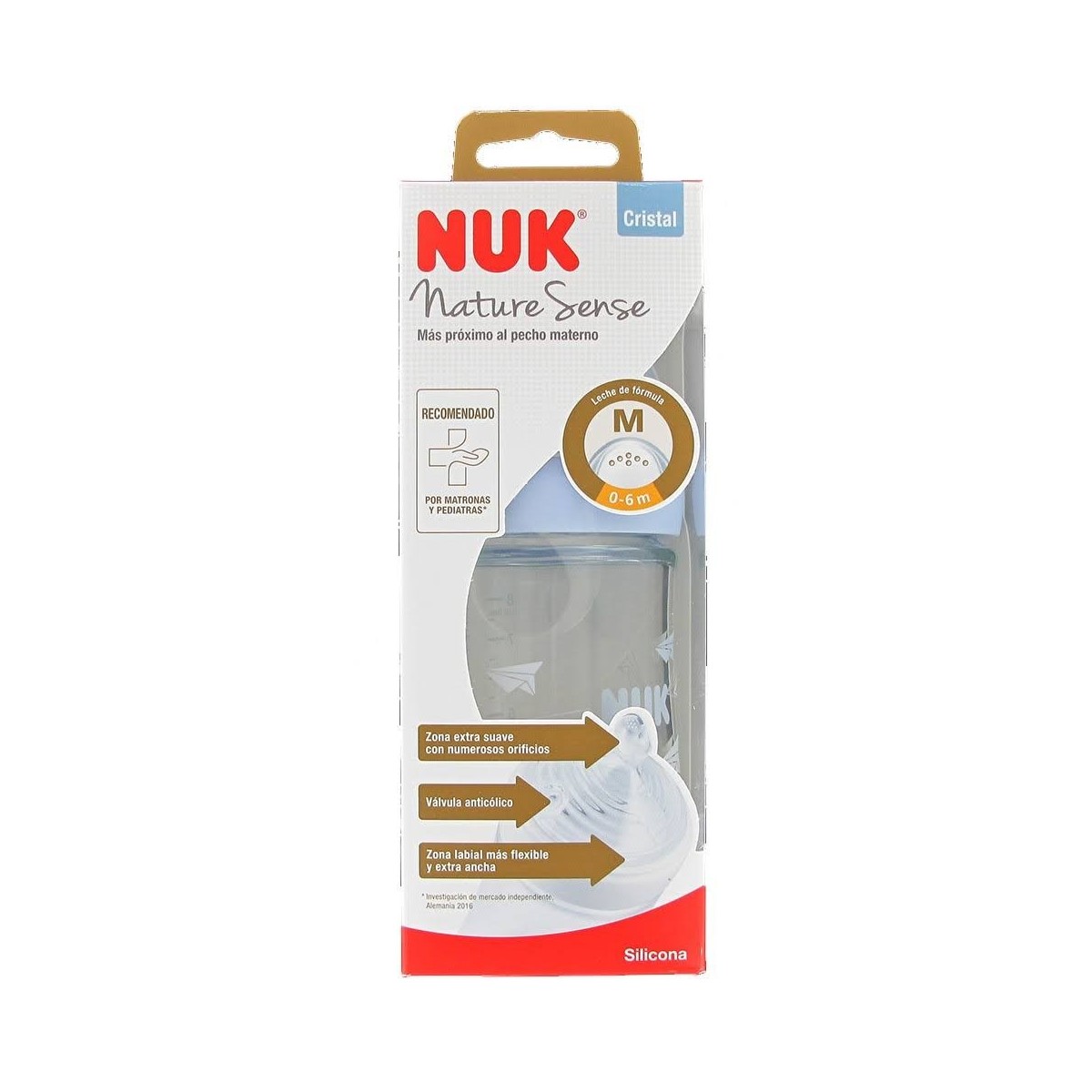 nuk biberon nature sense cristal tetina silicona 0 6m 240ml