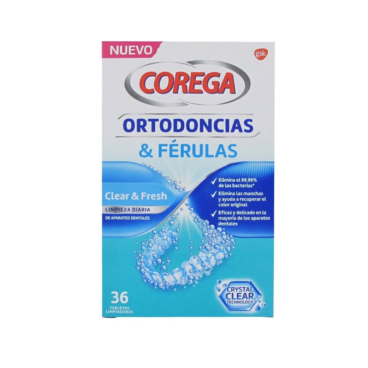 corega ortodoncias ferulas 36 tabletas limpiad