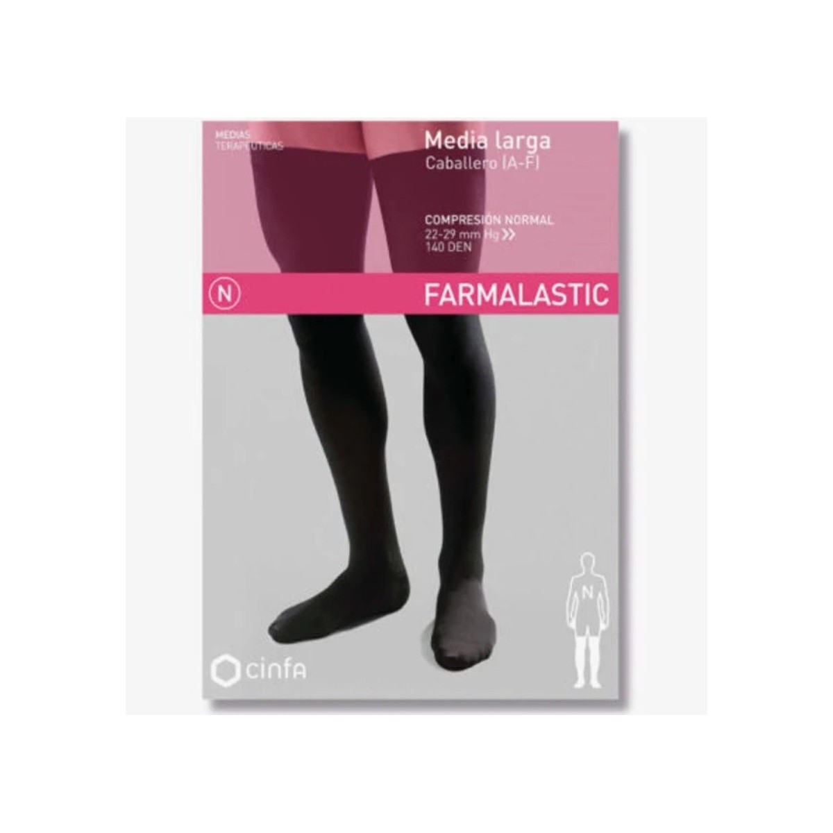farmalastic media larga caballero compresion normal negro t grande