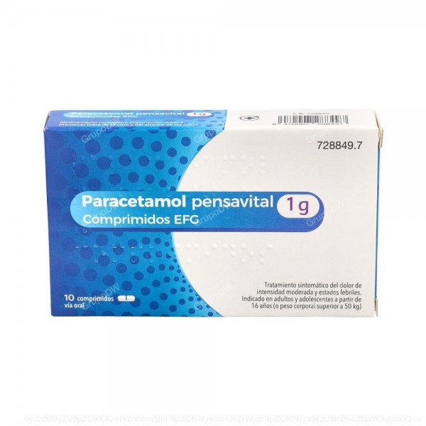 PARACETAMOL PENSAVITAL 1g COMPRIMIDOS EFG, 10 comprimidos