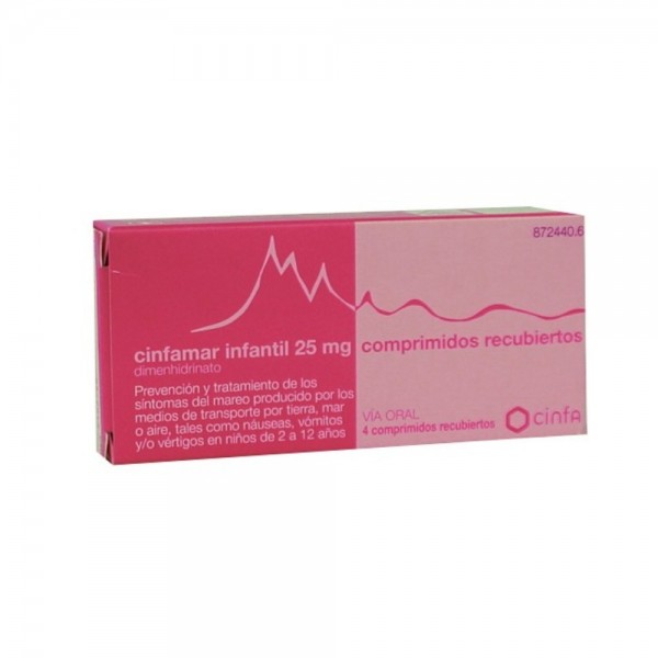 CINFAMAR INFANTIL 25 mg COMPRIMIDOS RECUBIERTOS, 4...